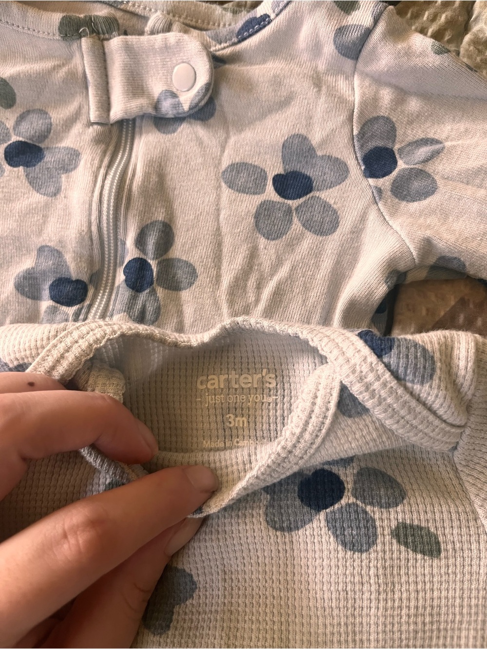 Carter's White and Blue Floral Matching Bodysuit & Footed Sleeper Set - Picture 2 of 2
